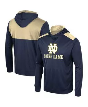 Мужская темно-синяя футболка с капюшоном и длинными рукавами «Notre Dame Fighting Irish Warm Up» Colosseum, синий