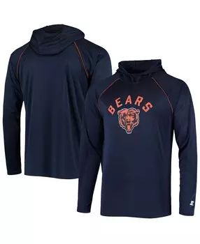 Мужская темно-синяя футболка с капюшоном и длинными рукавами реглан Chicago Bears Starter
