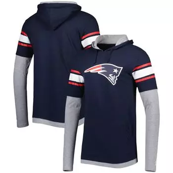 Мужская темно-синяя футболка с капюшоном New England Patriots с длинными рукавами New Era
