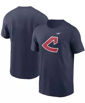 Мужская темно-синяя футболка с логотипом Cleveland Indians Cooperstown Collection Nike, синий