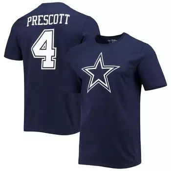 Мужская темно-синяя футболка с логотипом Dak Prescott Dallas Cowboys Player Icon, имя и номер Fanatics