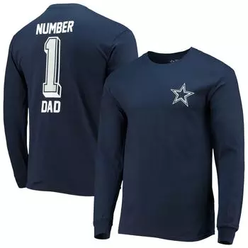 Мужская темно-синяя футболка с логотипом Fanatics Dallas Cowboys #1 Dad с длинными рукавами