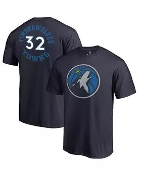 Мужская темно-синяя футболка с логотипом Karl-Anthony Towns Minnesota Timberwolves Round About Name и Number Fanatics, синий