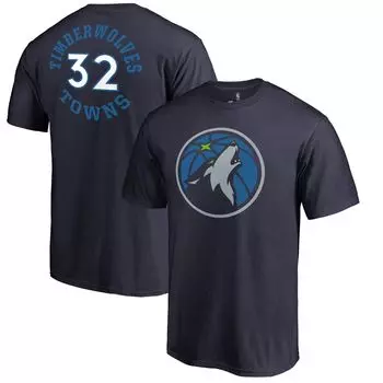 Мужская темно-синяя футболка с логотипом Karl-Anthony Towns Minnesota Timberwolves Round About Name & Number Fanatics