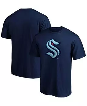 Мужская темно-синяя футболка с логотипом seattle kraken primary Fanatics, синий