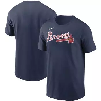 Мужская темно-синяя футболка с надписью Nike Atlanta Braves Team