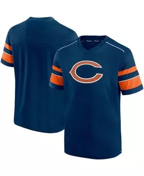 Мужская темно-синяя футболка с v-образным вырезом chicago bears textured hashmark Fanatics, синий