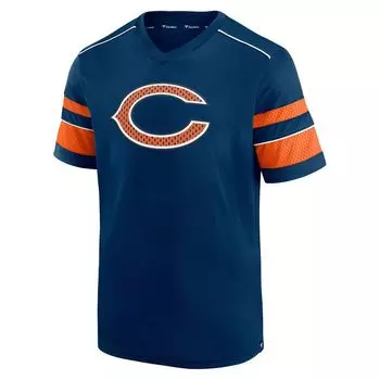 Мужская темно-синяя футболка с v-образным вырезом и фактурной решеткой Chicago Bears Fanatics
