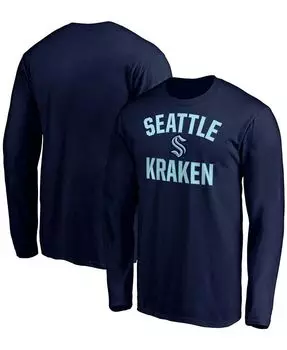 Мужская темно-синяя футболка Seattle Kraken Big and Tall Victory Arch с длинным рукавом Fanatics, синий