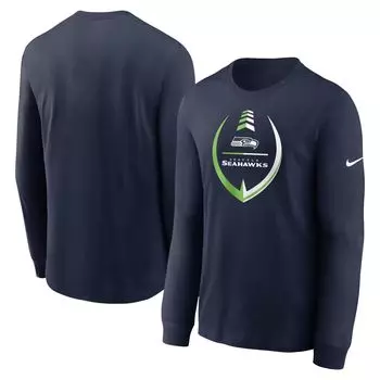 Мужская темно-синяя футболка Seattle Seahawks Icon Legend с длинными рукавами и производительностью Nike