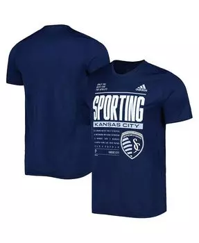 Мужская темно-синяя футболка Sporting Kansas City Club DNA Performance adidas, синий