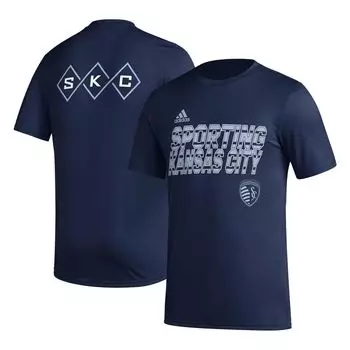 Мужская темно-синяя футболка Sporting Kansas City Team с крючком AEROREADY adidas