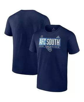 Мужская темно-синяя футболка Tennessee Titans 2021 AFC South Division Champions Blocked Favorite Fanatics, синий