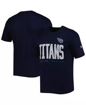 Мужская темно-синяя футболка tennessee titans combine authentic training huddle up New Era, синий