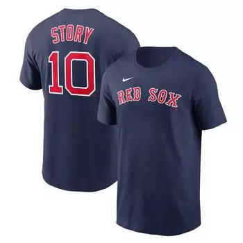 Мужская темно-синяя футболка Trevor Story Boston Red Sox с именем и номером Nike