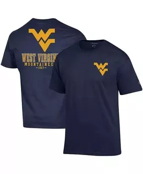 Мужская темно-синяя футболка West Virginia Mountaineers Stack 2-Hit Champion, синий