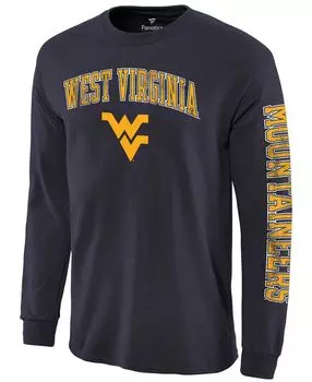 Мужская темно-синяя хитовая футболка с длинным рукавом west virginia mountaineers с рваной аркой и логотипом Fanatics, синий