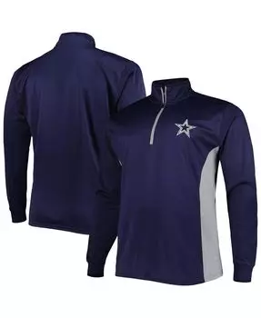 Мужская темно-синяя и серебристая куртка dallas cowboys большого и высокого размера с молнией на четверть Profile, мульти