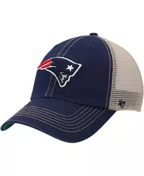 Мужская темно-синяя кепка из натурального материала New England Patriots Trawler Trucker Clean Up Snapback '47 Brand
