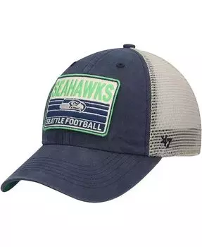 Мужская темно-синяя кепка из натурального материала Seattle Seahawks Four Stroke Clean Up Snapback '47 Brand, синий