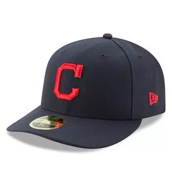 Мужская темно-синяя кепка New Era Cleveland Indians Road Authentic Collection для поля с низким профилем 59FIFTY приталенная шляпа
