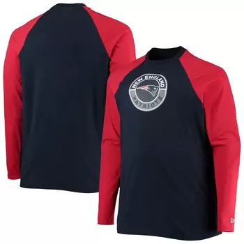 Мужская темно-синяя/красная футболка New England Patriots Big & Tall League реглан с длинными рукавами New Era