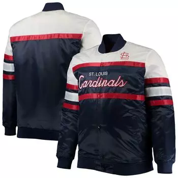 Мужская темно-синяя/красная Mitchell & Ness St. Louis Cardinals Big & Tall Coaches атласная куртка на кнопках