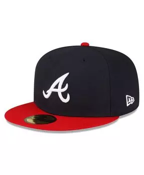 Мужская темно-синяя красная шляпа Atlanta Braves Authentic Collection Replica 59FIFTY. New Era