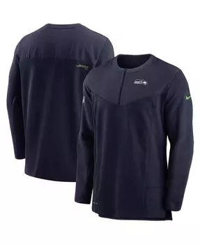Мужская темно-синяя куртка для колледжа seattle seahawks sideline с полумолнией uv performance Nike, синий
