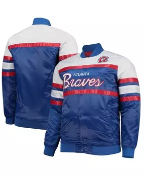 Мужская темно-синяя куртка красного цвета atlanta braves big and tall coaches satin full-snap jacket Mitchell & Ness, мульти