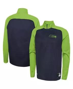 Мужская темно-синяя куртка seattle seahawks combine authentic o-line с молнией до половины реглан New Era, синий
