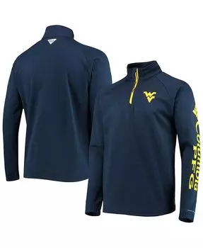 Мужская темно-синяя куртка West Virginia Mountaineers Terminal Tackle из флиса реглан с молнией на четверть, омни-оттенок Columbia, синий