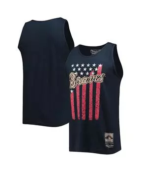 Мужская темно-синяя майка atlanta braves cooperstown collection stars and stripes Mitchell & Ness, синий