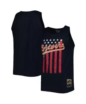 Мужская темно-синяя майка Milwaukee Brewers Cooperstown Collection Stars and Stripes Mitchell & Ness, синий