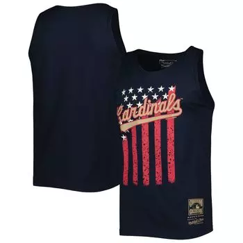 Мужская темно-синяя майка Mitchell & Ness St. Louis Cardinals Cooperstown Collection Stars and Stripes
