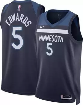 Мужская темно-синяя майка Nike Minnesota Timberwolves Anthony Edwards #5 Swingman