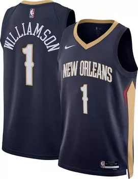 Мужская темно-синяя майка Nike New Orleans Pelicans Zion Williamson #1 Dri-FIT Swingman