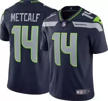 Мужская темно-синяя майка Nike Seattle Seahawks DK Metcalf #14 Vapor Limited