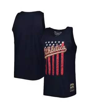 Мужская темно-синяя майка Oakland Athletics Cooperstown Collection Stars and Stripes Mitchell & Ness, синий