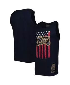 Мужская темно-синяя майка philadelphia 76ers hardwood classics americana stars and stripes Mitchell & Ness, синий