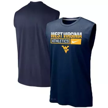 Мужская темно-синяя майка West Virginia Mountaineers Wordmark Drop Legend Performance Nike