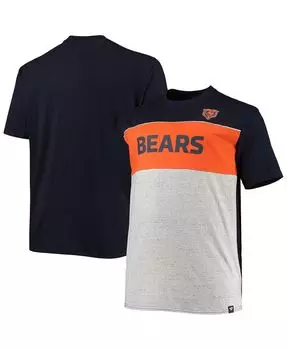 Мужская темно-синяя, меланжевая серая футболка с цветными блоками chicago bears big &amp; tall Fanatics, мульти