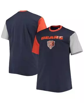 Мужская темно-синяя, оранжевая футболка с цветными блоками chicago bears big and tall Profile, мульти