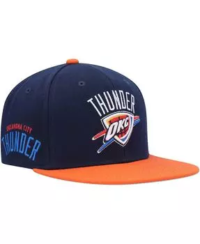 Мужская темно-синяя, оранжевая кепка Oklahoma City Thunder Side Core 2.0 Snapback Mitchell & Ness