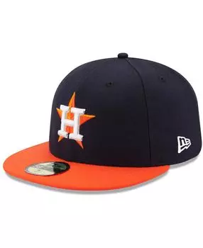 Мужская темно-синяя/оранжевая шляпа Houston Astros Road Authentic Collection On Field 59FIFTY Performance приталенная шляпа New Era