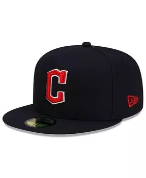 Мужская темно-синяя приталенная шляпа Cleveland Guardians Road Authentic Collection On-Field 59FIFTY New Era