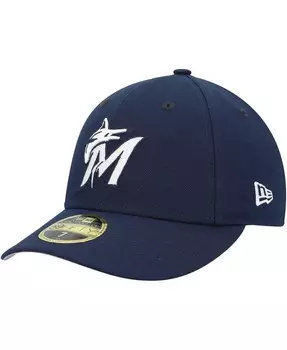 Мужская темно-синяя приталенная шляпа Miami Marlins Oceanside Low Profile 59FIFTY New Era