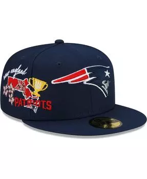 Мужская темно-синяя приталенная шляпа New England Patriots City Cluster 59FIFTY New Era