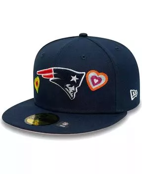 Мужская темно-синяя приталенная шляпа New England Patriots Chain Stitch Heart 59FIFTY New Era, синий
