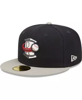Мужская темно-синяя приталенная шляпа Rome Braves Authentic Collection Road 59FIFTY New Era